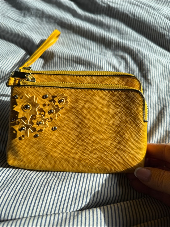 a new day Handbags - a new day Yellow Floral Studded Wristlet Clutch